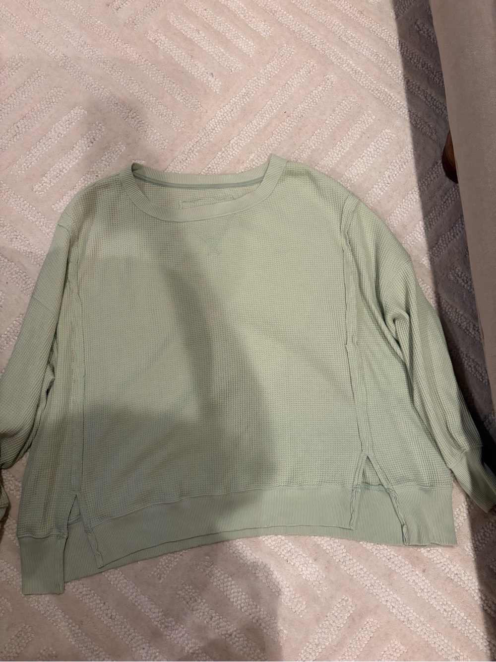American Eagle Outfitters Light Sage Waffle Pullover